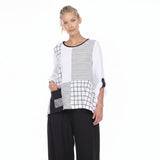 Geometric Colorblock Tunic in Black & White - 2219