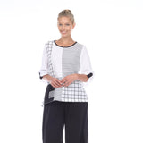 Geometric Colorblock Tunic in Black & White - 2219