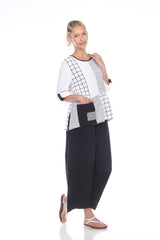 Geometric Colorblock Tunic in Black & White - 2219
