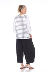 Geometric Colorblock Tunic in Black & White - 2219