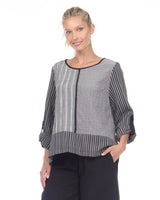 Mixed Stripe Patchwork Tunic Top - 2220