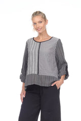 Mixed Stripe Hi-Low Tunic Top - 2220