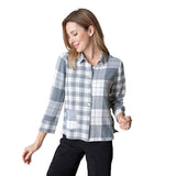 Short Plaid Pocket Shirt in Winter White - 40790-WWT - Size XS Only!