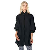 High-Low Zip Jacket with Statement Collar in Black - 5672J-BK