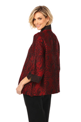 Just In! Elegant Jacquard Swirl Jacket in Red - 2324-RD