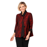 Just In! Elegant Jacquard Swirl Jacket in Red - 2324-RD