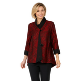 Just In! Elegant Jacquard Swirl Jacket in Red - 2324-RD