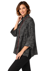 Just In! Elegant Jacquard Swirl Jacket in Silver - 2324-SLV