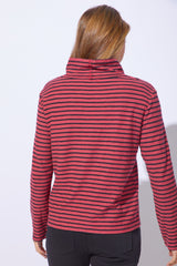 Santa Barbara Stripe Chill Funnel Neck — garnet