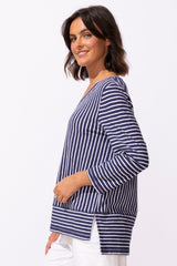 Santa Barbara Stripe Tee — navy