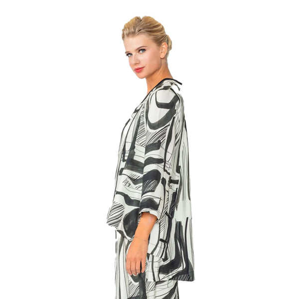 IC Collection Brush Painting Print Open Front Jacket - 5898J