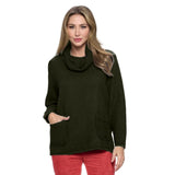 CowLNeck Waffle Tunic Top in Military - FW137-MIL