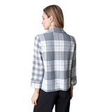 Short Plaid Pocket Shirt in Winter White - 40790-WWT - Size XS Only!