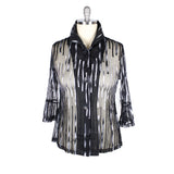NY Mixed-Stripe Soutache Jacket in Silver/Black - 2419-BLK - Size XS