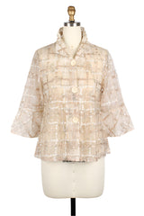 Feathery Sparkle Windowpane Mesh Jacket in Rose Gold - 2424-RGD - Size M
