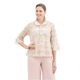 Feathery Sparkle Windowpane Mesh Jacket in Rose Gold - 2424-RGD - Size M