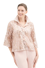Embroidered Sequin Cropped Jacket in Rose Gold - 2425-RGLD - Size S Only!