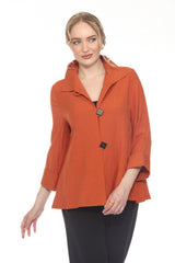 Subtle Textured Two-Button Jacket in Rich Burnt Orange - 2450