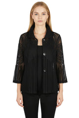 Stripes & Swirl Soutache on Mesh Jacket - 2459-BLK