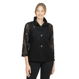 Stripes & Swirl Soutache on Mesh Jacket - 2459-BLK