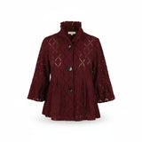 Harlequin-Inspired Diamond Eyelet Jacket in Rich Burgundy - 2469-MRN