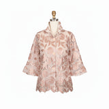 Floral Pleather Lace Jacket - 2479-PNK