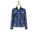 Floral Perforated Zip Front Jacket - 2491