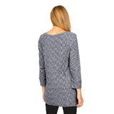 "Mixed Direction" Striped Tunic in Black- 24940-BLK - Size S Only!