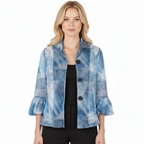 Watercolor Mesh Puffed Sleeve Jacket - 2496