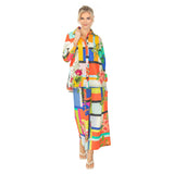 Colorblock Floral Hi-Low Shirt in Multi - 7095J