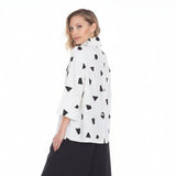 Diamond Print Blouse in White & Black - 2565-WB