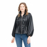 Vegan Leather Drawstring Jacket - 4899