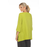 Polka-Dot Trim Asymmetric Tunic in Lime/Black/White - 3746