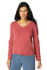 Waffle Knit Wrap Seam Top - 26537