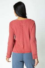 Waffle Knit Wrap Seam Top - 26537