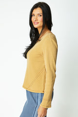 Waffle Knit Wrap Seam Top - 26537