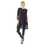 Mesh Trim Tunic in Black - 2517T- BLK