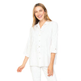 Hearts Embossed Button-Front Shirt in White - 15617-WT