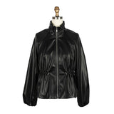 Vegan Leather Drawstring Jacket - 4899