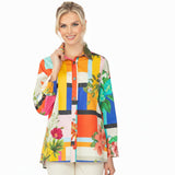 Colorblock Floral Hi-Low Shirt in Multi - 7095J
