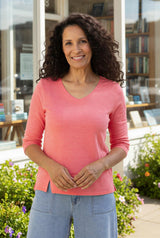 Soft Textured Cotton V-Neck Tee - 27515 - Size XXL Only!