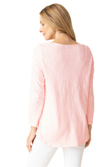 Peruvian Cotton Ruched Center Tee in Pink - 27516-PNK - Size M
