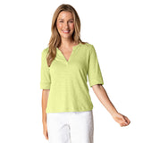 Split V-Neck Cotton Tee - 27521