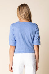 Split V-Neck Cotton Tee - 27521