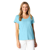 Textured Cover-Stitch Cotton Tee - 27524
