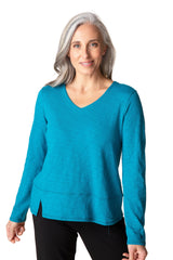 Cotton Pebble Seamed Long Sleeve Tee - 275555