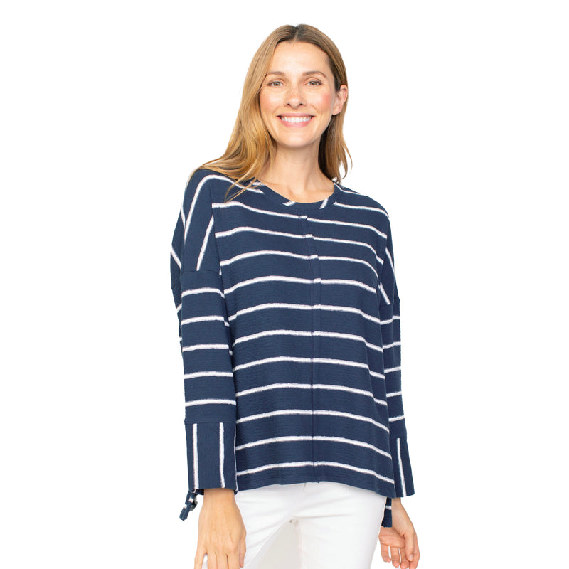 Habitat French Terry Striped Crew Neck Pullover in Navy & White - 85106-NV