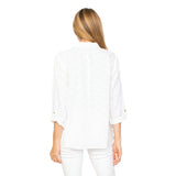 Hearts Embossed Button-Front Shirt in White - 15617-WT