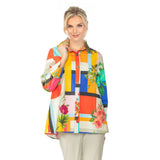 Colorblock Floral Hi-Low Shirt in Multi - 7095J