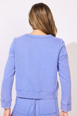 Color Washed Terry Cropped Cardigan - 28092